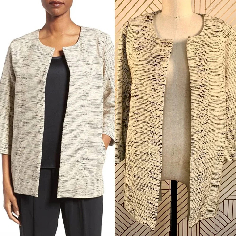 Eileen Fisher Handloomed Cotton‎ Furrows Jacket